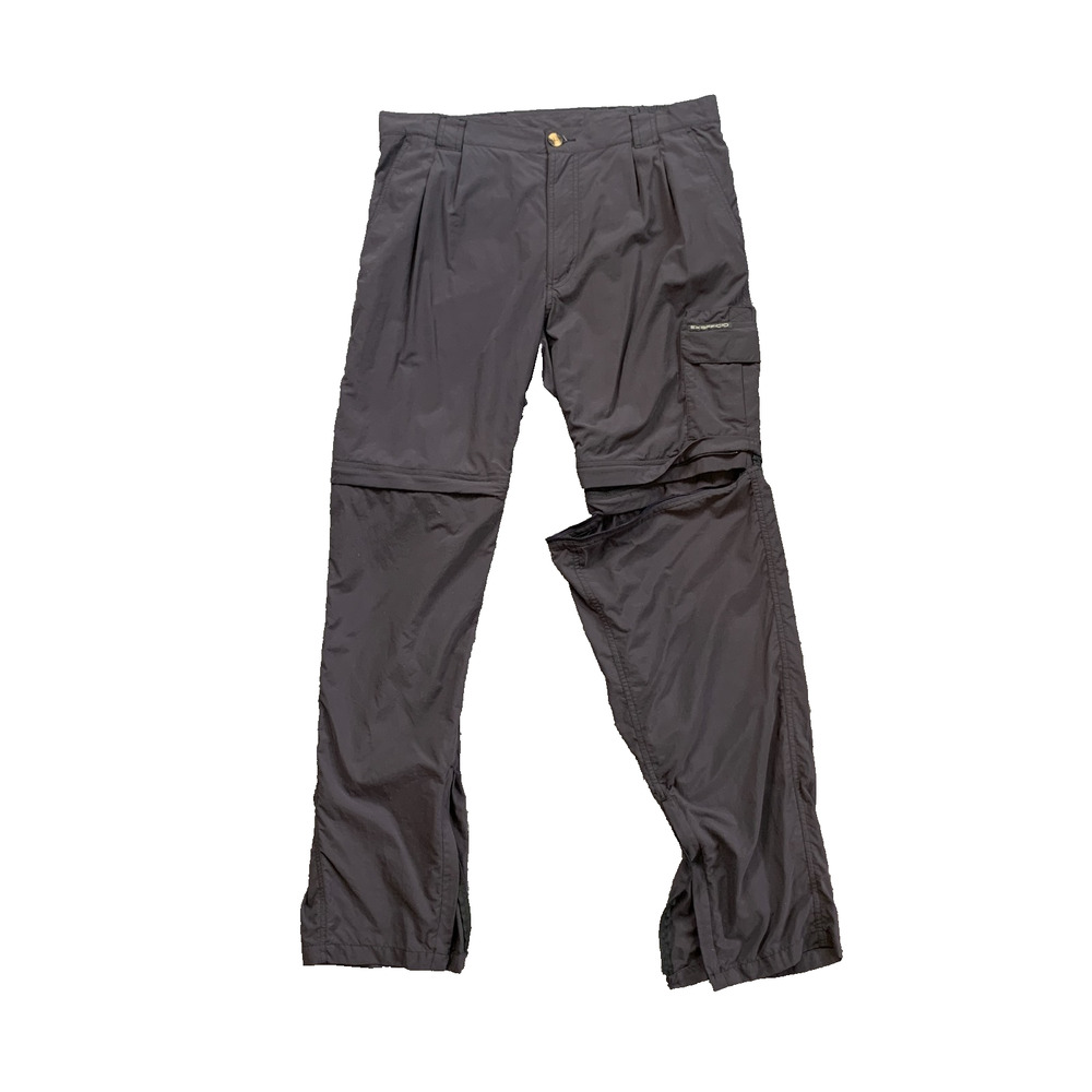 ExOfficio Pants Men L Large Graphite Convertible Cargo Ankle Zip Hiking Outdoor